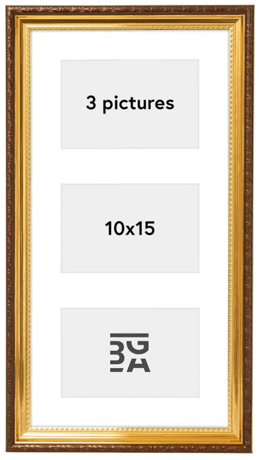 Abisko Koliažo rėmelis XIII Auksas - 3 Paveikslėliai (10x15 cm)