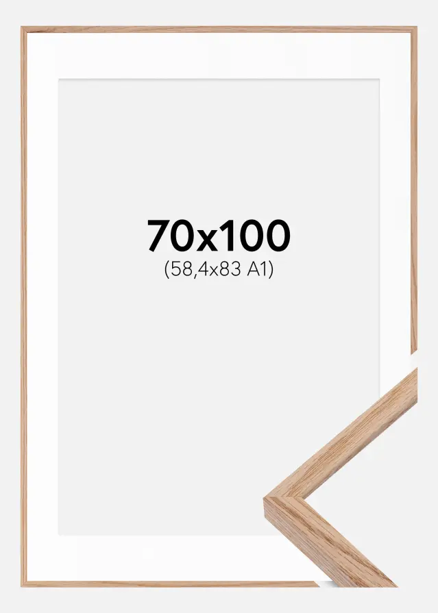 Rėmas E-Line Ąžuolas 70x100 cm - Paspartu Baltas 59,4x84 cm (A1)