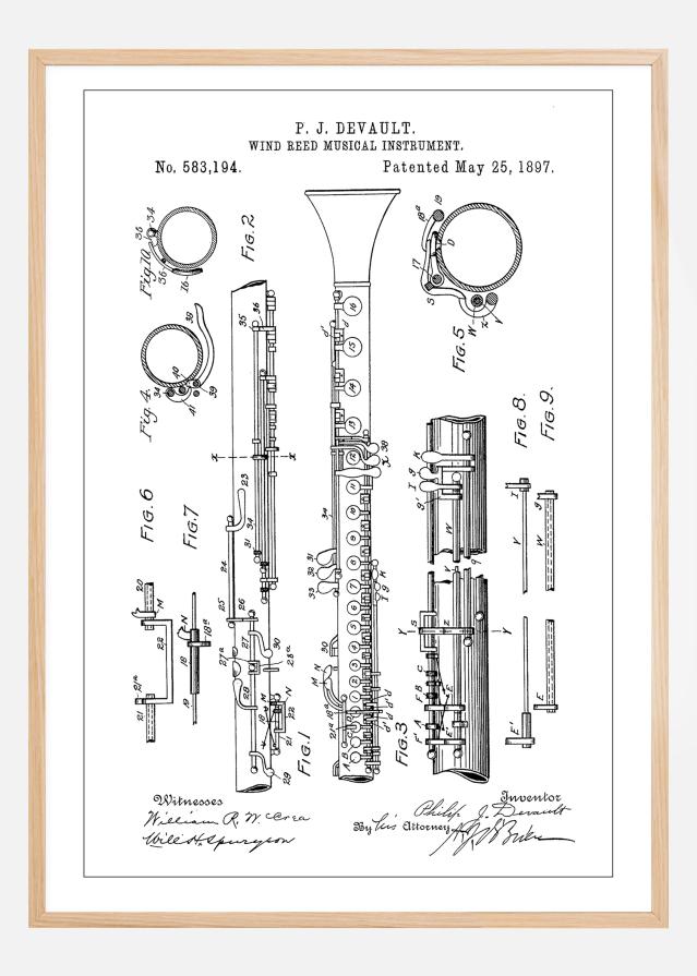 Patent Print - Clarinet - White Įrašai