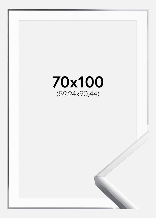 Rėmas Įrašai Frame Aluminum Sidabras 70x100 cm - Paspartu Baltas 24x36 inches