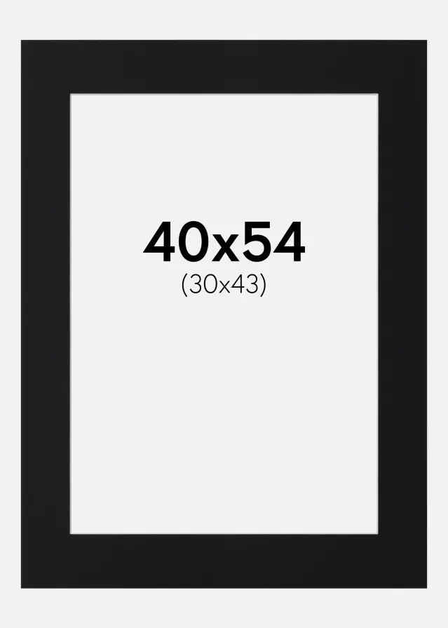 Paspartu Juodas Standartas (Balta Šerdis) 40x54 cm (30x43)
