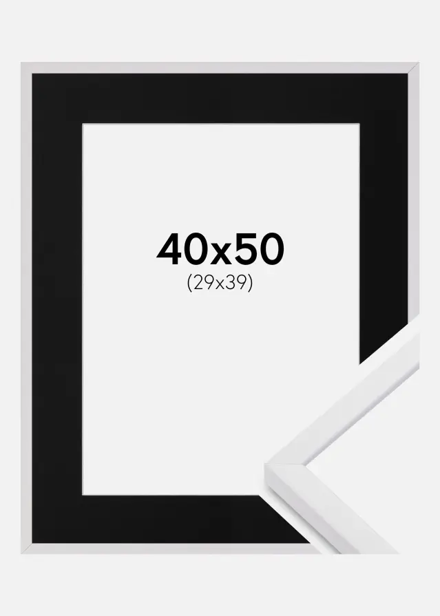 Rėmas E-Line Baltas 40x50 cm - Paspartu Juodas 30x40 cm