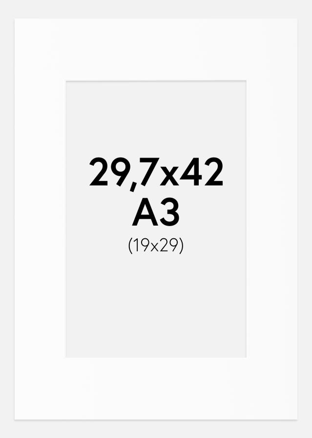 Paspartu Baltas Standartas Balta šerdis A3 29,7x42 cm (19x29)