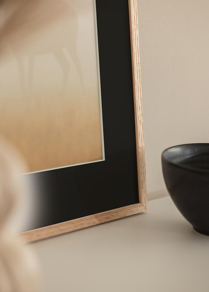 Rėmas Plonas ąžuolinis 20x30 cm - Paspartu Juodas 15x21 cm (A5)