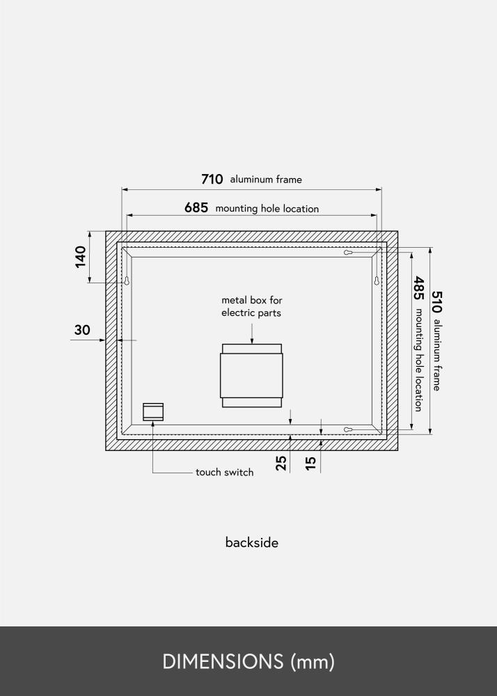 KAILA Veidrodis Wide LED 60x80 cm