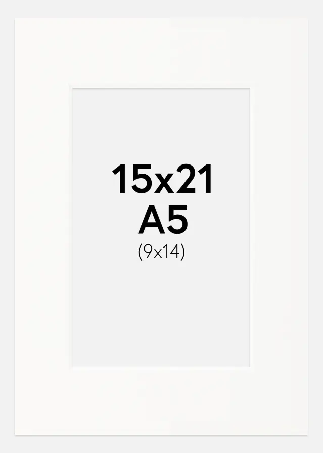 Paspartu Beveik baltas Balta šerdis 15x21 cm (9x14)