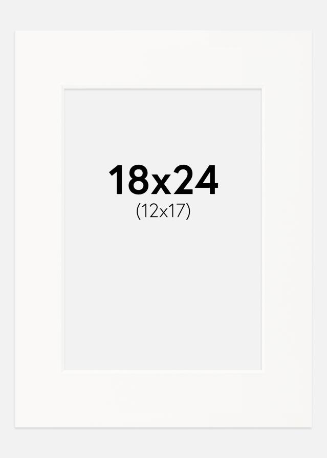 Paspartu Beveik baltas Balta šerdis 18x24 cm (12x17)