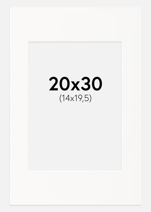 Paspartu Beveik baltas Balta šerdis 20x30 cm (14x19,5)