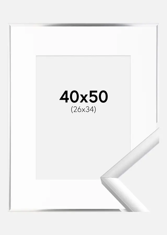 Rėmas New Lifestyle Sidabras 40x50 cm - Paspartu Baltas 27x35 cm