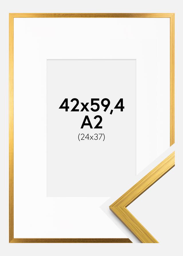 Rėmas Edsbyn Auksas 42x59,4 cm (A2) - Paspartu Baltas 25x38 cm