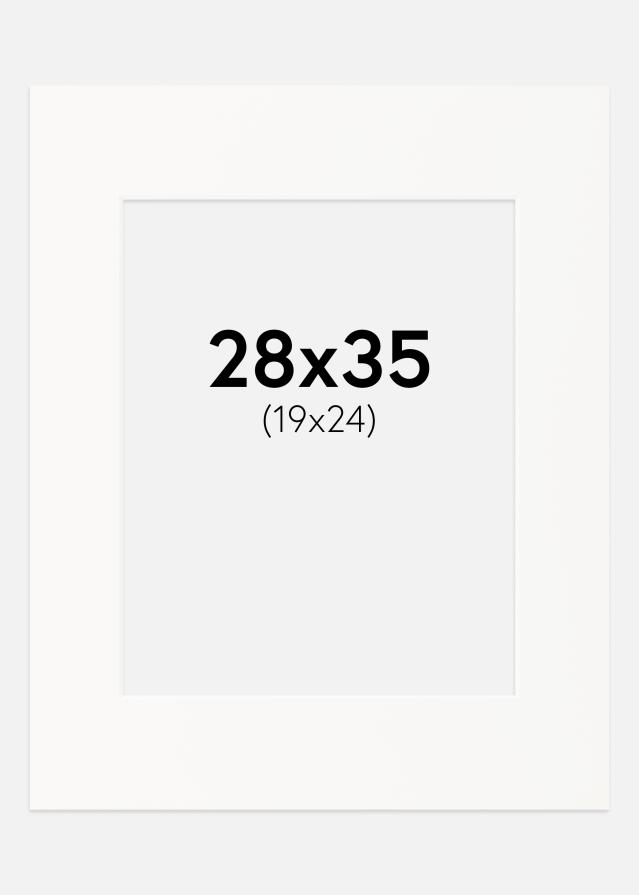 Paspartu Beveik baltas Balta šerdis 28x35 cm (19x24)