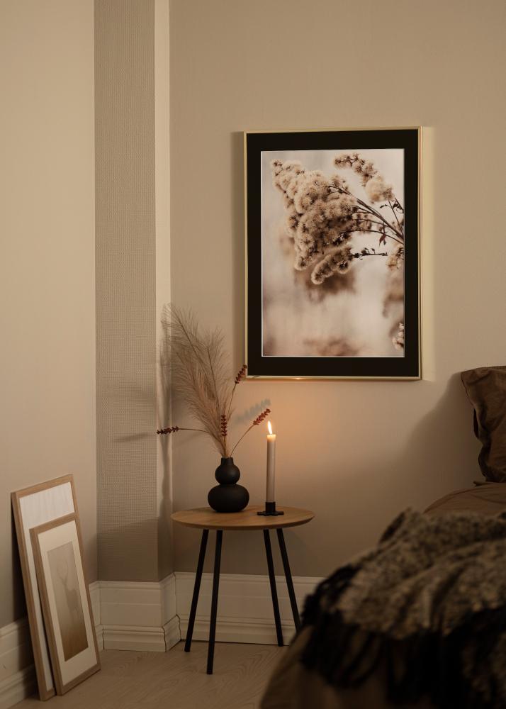 Rėmas Akiuminis Blizgus auksinis 70x100 cm - Paspartu Juodas 62x85 cm