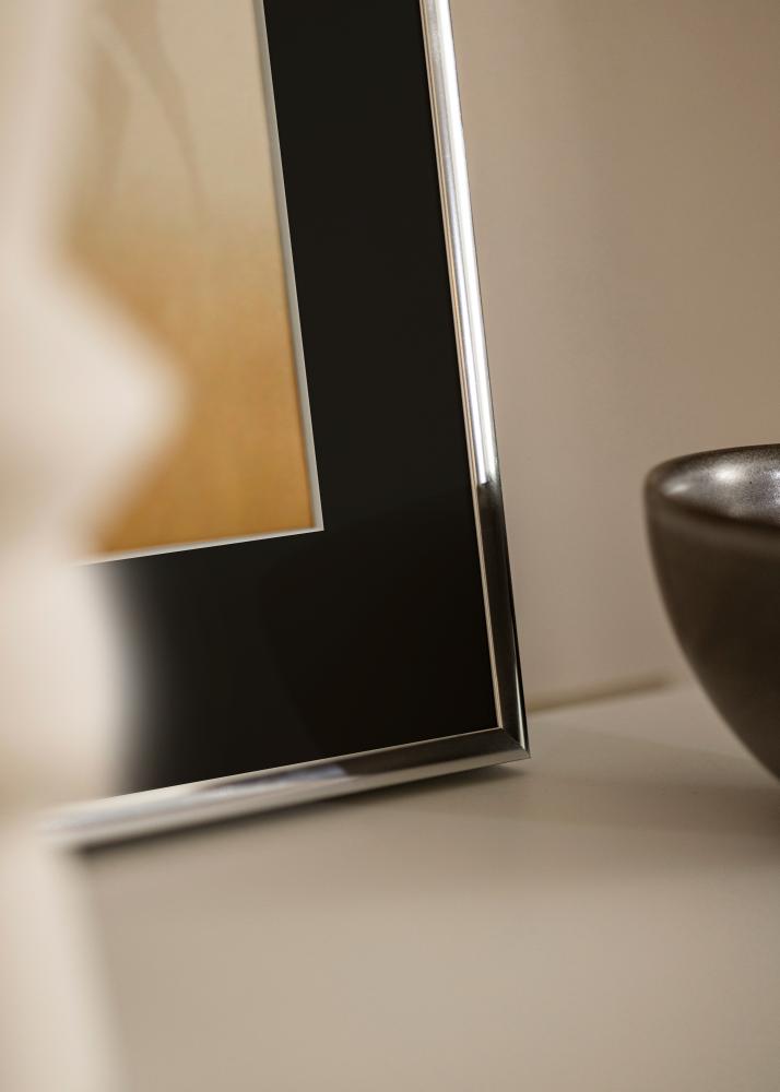 Rėmas Akiuminis Blizgus sidabrinis 70x100 cm - Paspartu Juodas 59,4x84 cm (A1)