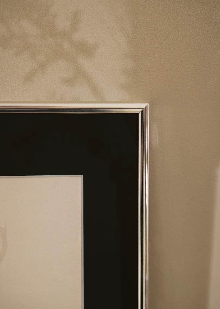 Rėmas Akiuminis Blizgus sidabrinis 70x100 cm - Paspartu Juodas 59,4x84 cm (A1)