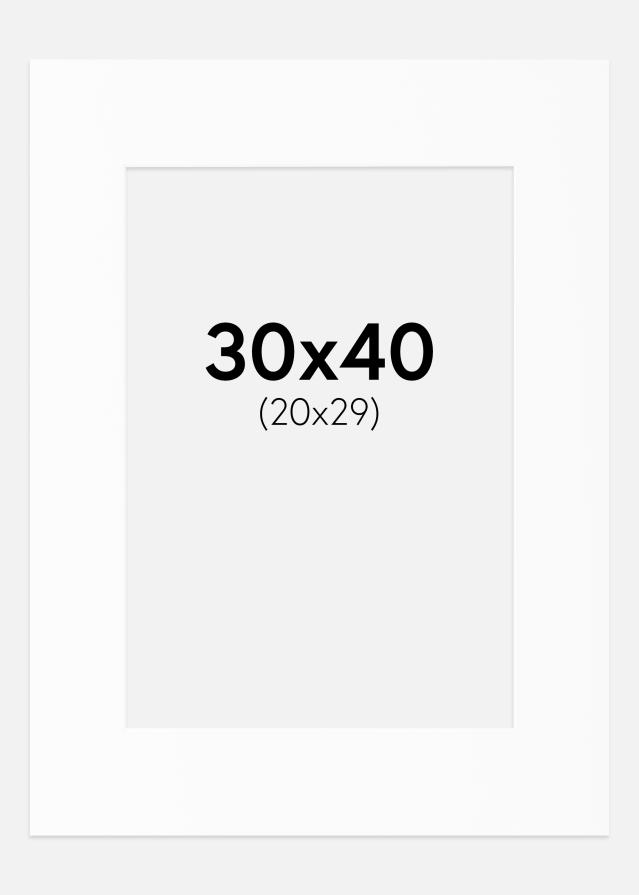 Paspartu Baltas Standartas Balta šerdis 30x40 cm (20x29)