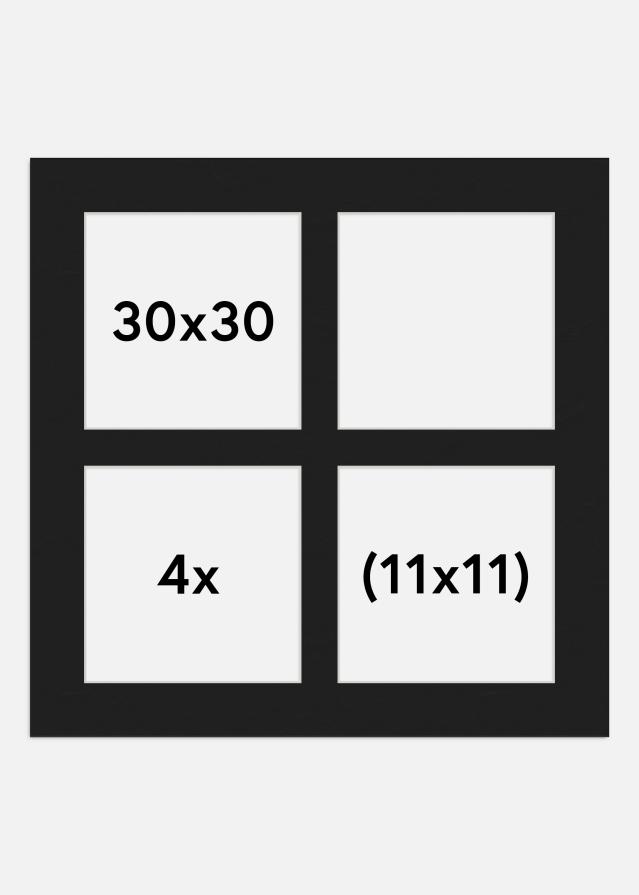 Paspartu Juodas 30x30 cm - Koliažas 4 Paveikslėliai (11x11 cm)
