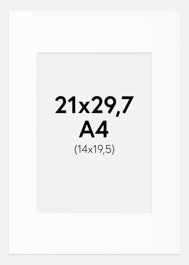 Paspartu Baltas Standartas Balta šerdis A4 21x29,7 cm (14x19,5)