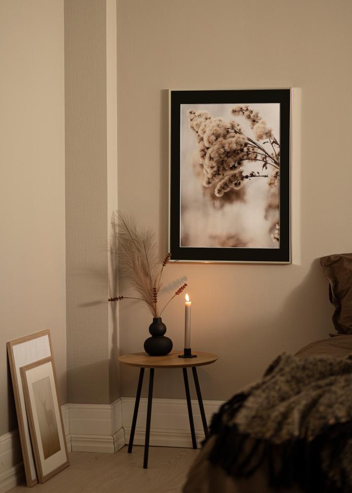 Rėmas Akiuminis Blizgus sidabrinis 70x100 cm - Paspartu Juodas 59,4x84 cm (A1)