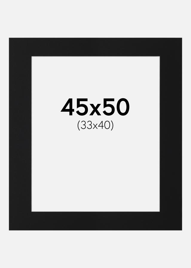 Paspartu Juodas Standartas (Balta Šerdis) 45x50 cm (33x40)
