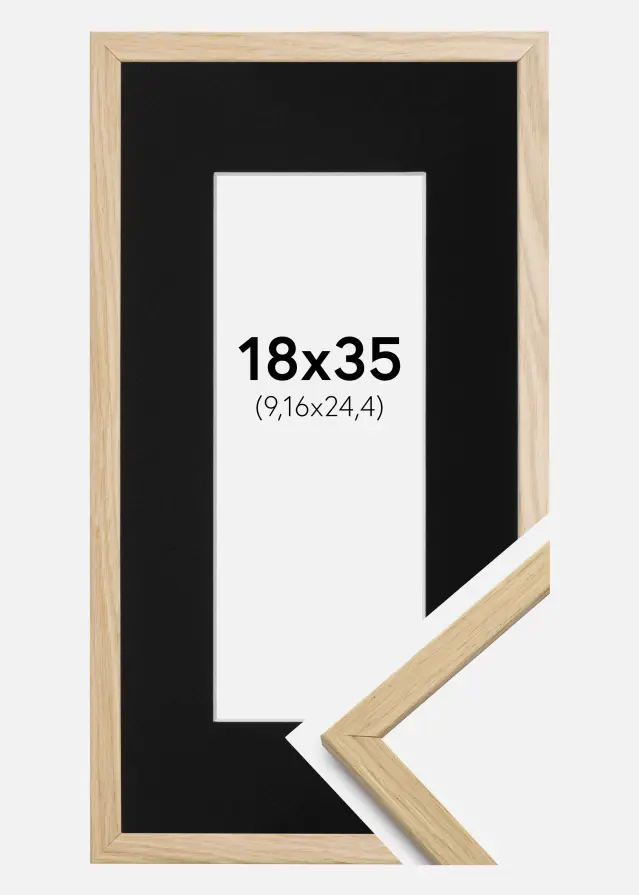 Rėmas Edsbyn Ąžuolas 18x35 cm - Paspartu Juodas 4x10 inches
