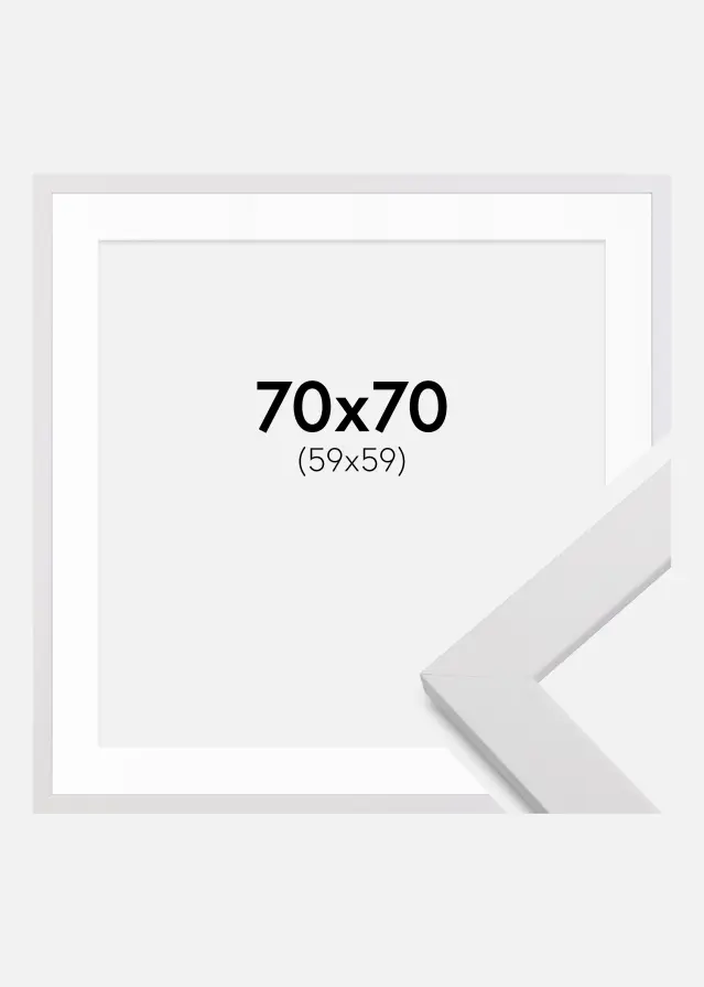 Rėmas White Wood 70x70 cm - Paspartu Baltas 60x60 cm