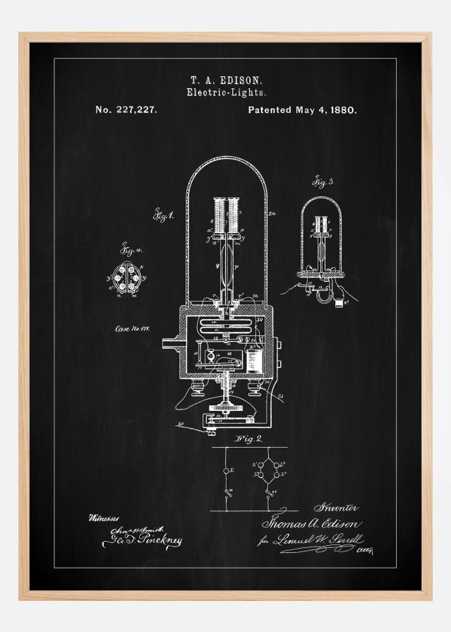 Patent Print - Edison Light - Black Įrašai