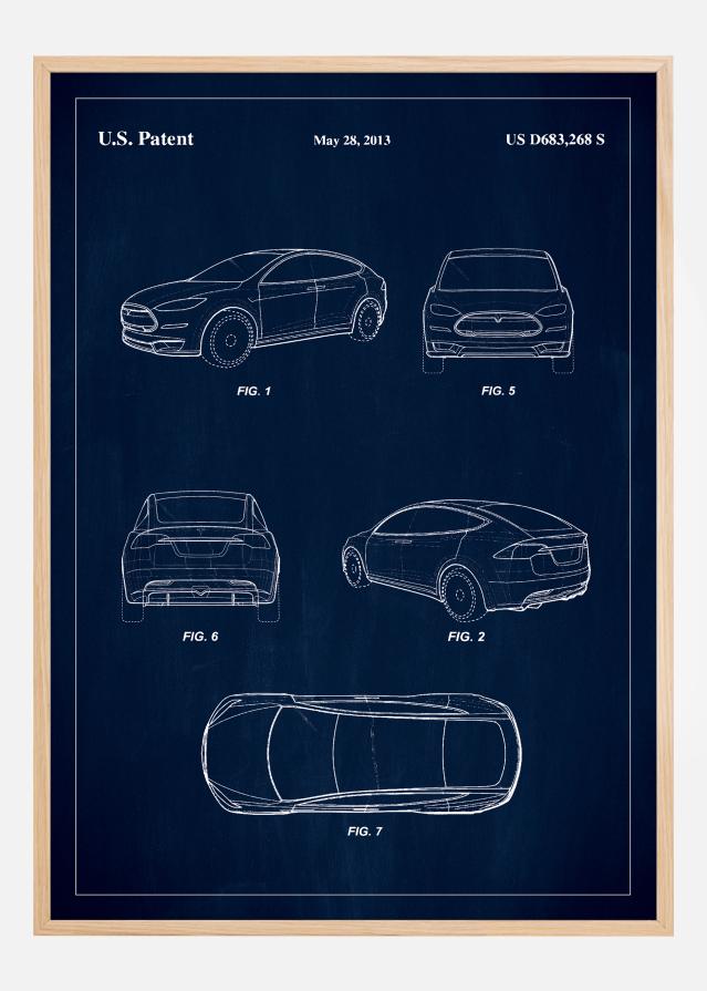 Patent Print - Tesla - Blue Įrašai