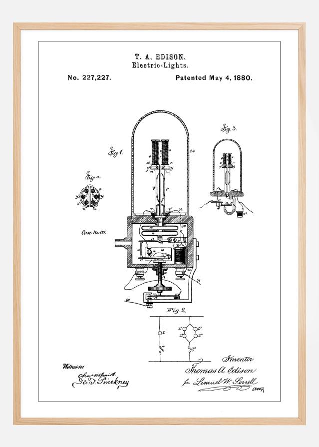 Patent Print - Edison Light - White Įrašai