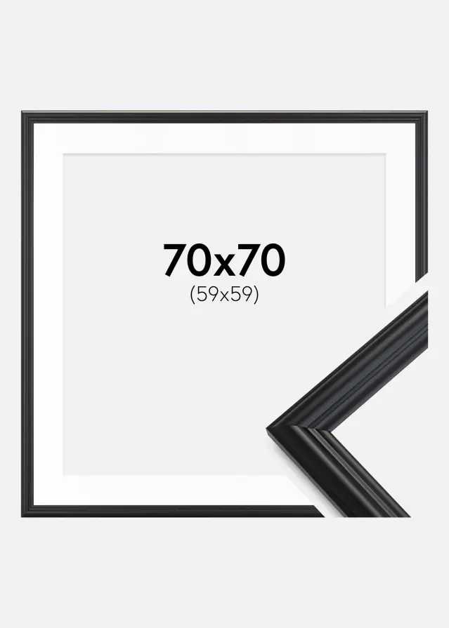 Rėmas Siljan Juodas 70x70 cm - Paspartu Baltas 60x60 cm