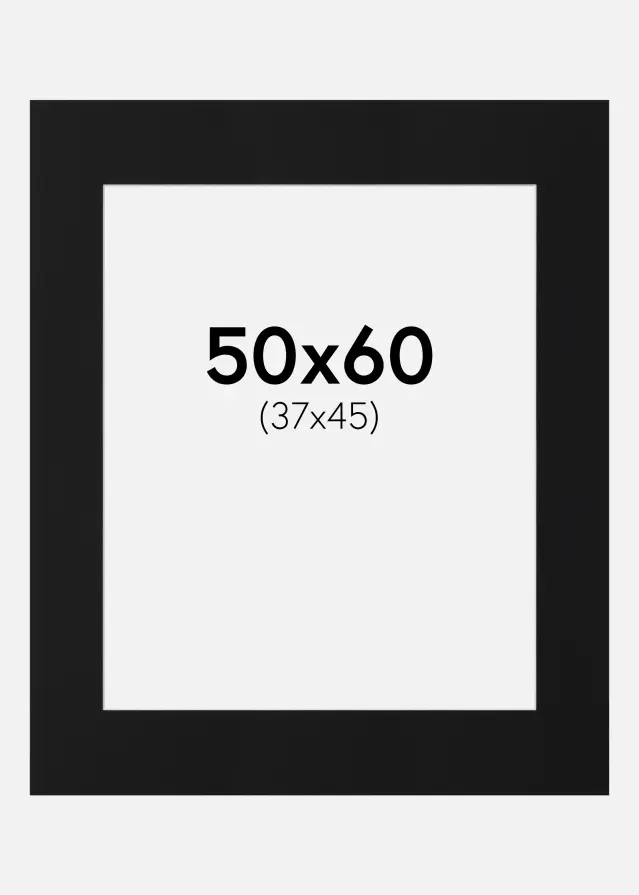 Paspartu Juodas Standartas (Balta Šerdis) 50x60 cm (37x45)