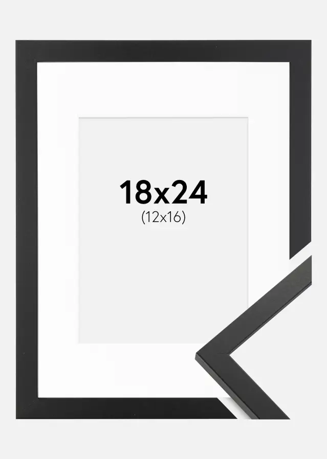 Rėmas Trendy Juodas 18x24 cm - Paspartu Baltas 13x17 cm