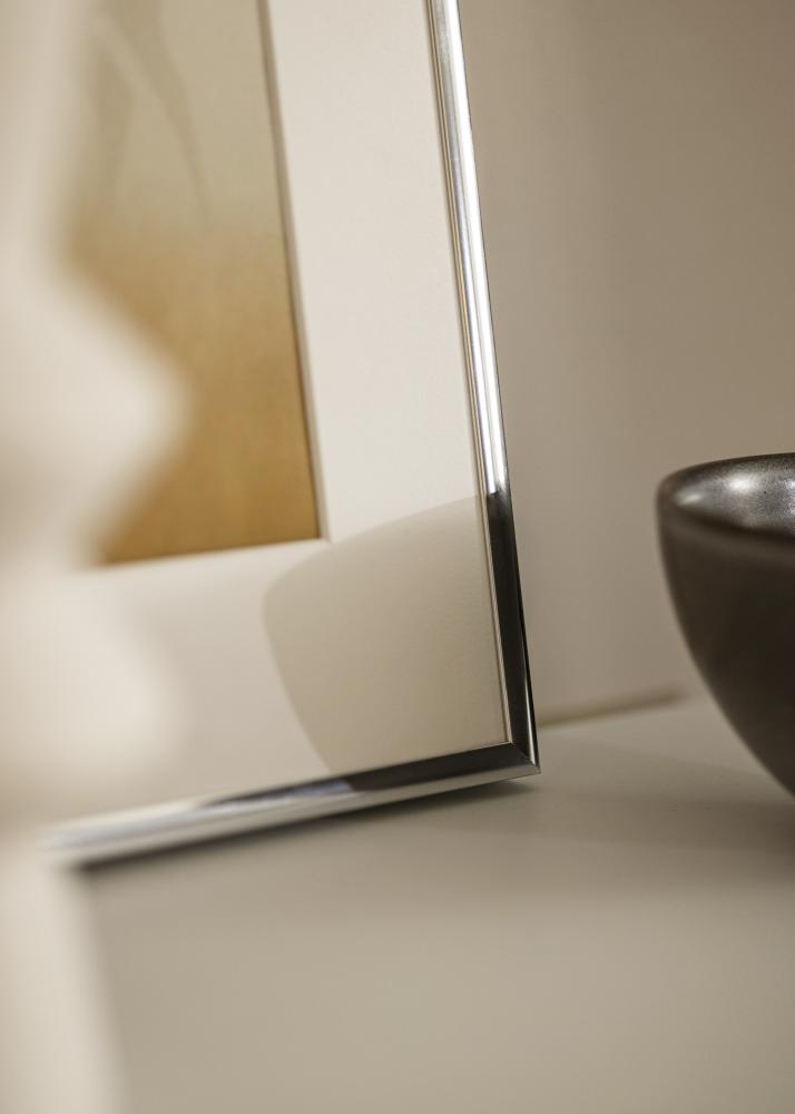 Rėmas Akiuminis Blizgus sidabrinis 40x50 cm - Paspartu Baltas 29,7x42 cm (A3)