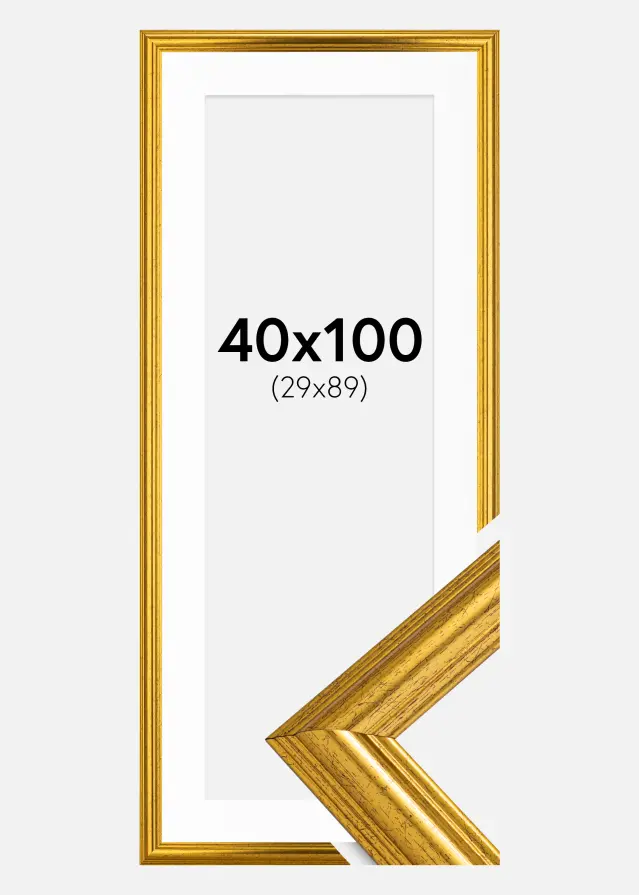 Rėmas Västkusten Auksas 40x100 cm - Paspartu Baltas 30x90 cm