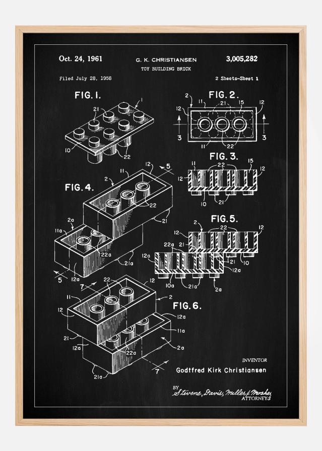 Patent Print - Lego Block I - Black Įrašai