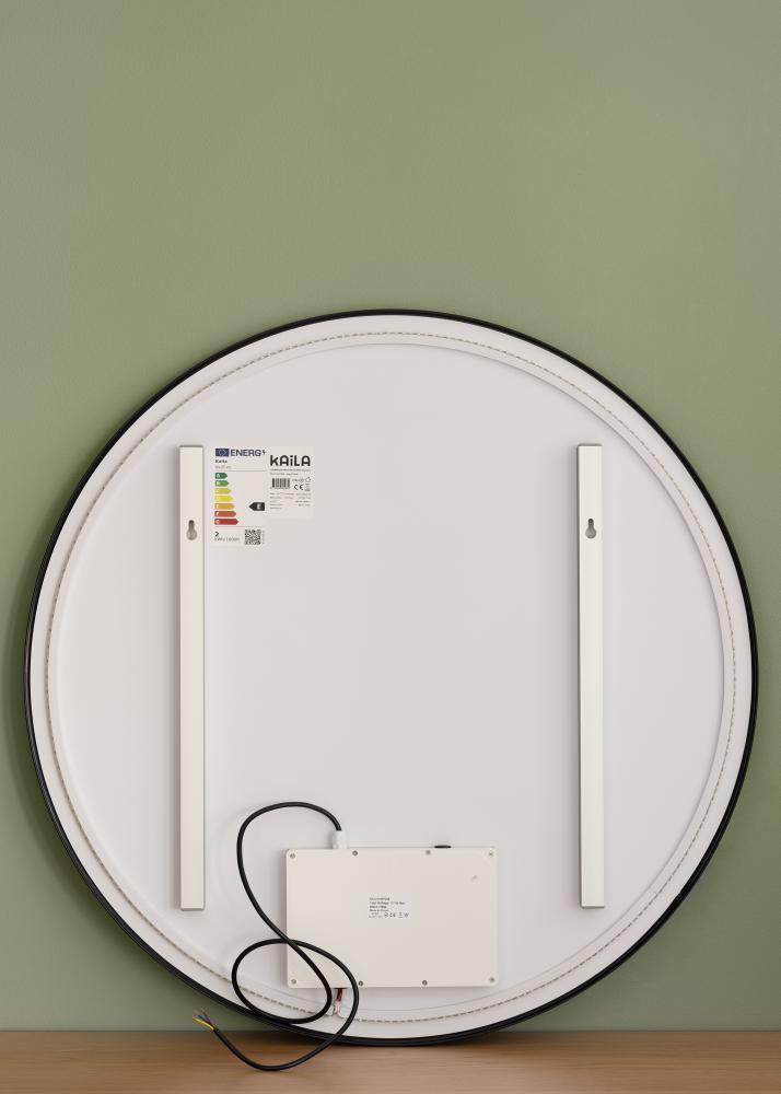 KAILA Veidrodis Circle LED Juodas 80 cm Ø