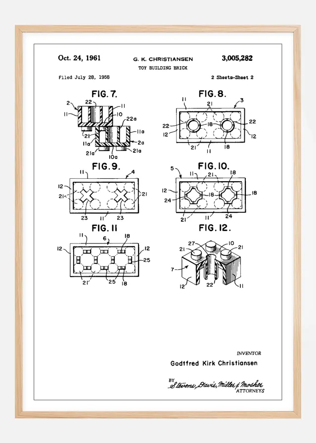 Patent Print - Lego Block II - White Įrašai