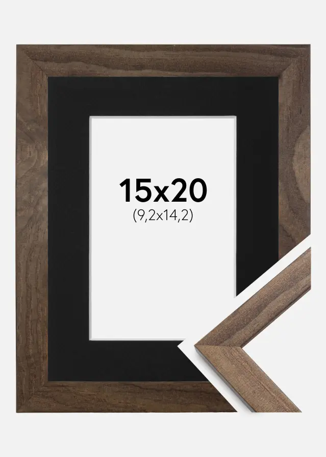 Rėmas Stilingas Riešutas 15x20 cm - Paspartu Juodas 4x6 inches