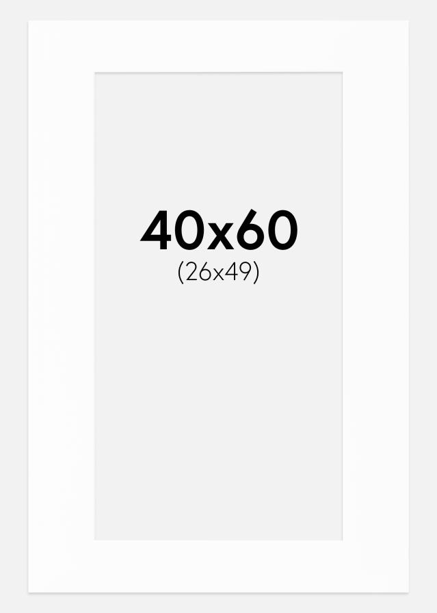 Paspartu Baltas Balta šerdis 40x60 cm (24x49)