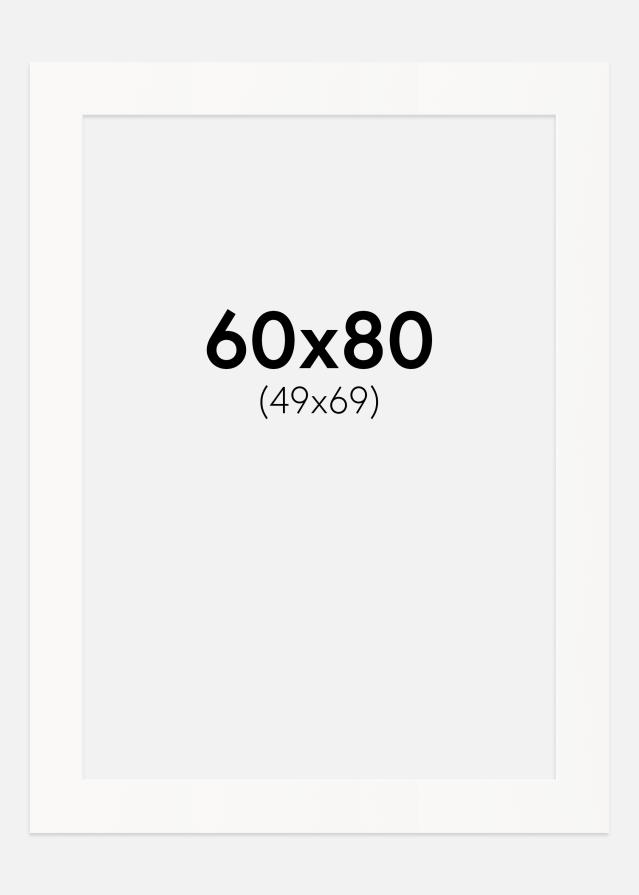 Paspartu Beveik baltas Balta šerdis 60x80 cm (49x69)