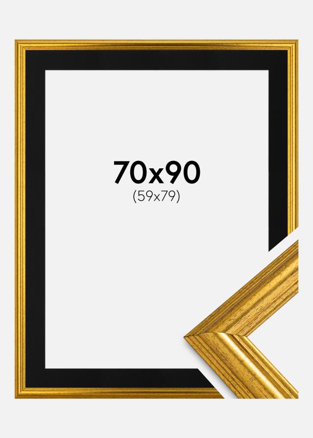 Rėmas Västkusten Auksas 70x90 cm - Paspartu Juodas 60x80 cm
