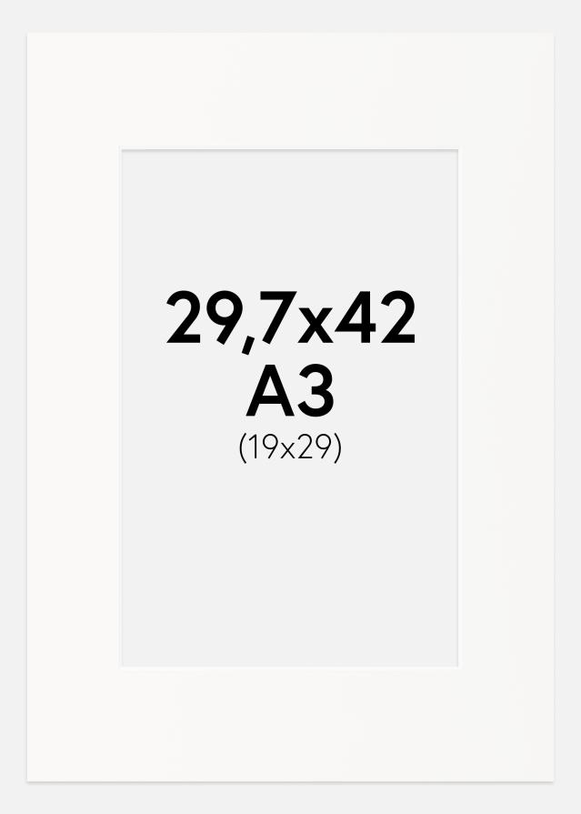 Paspartu Beveik baltas Balta šerdis 29,7x42 cm (19x29)