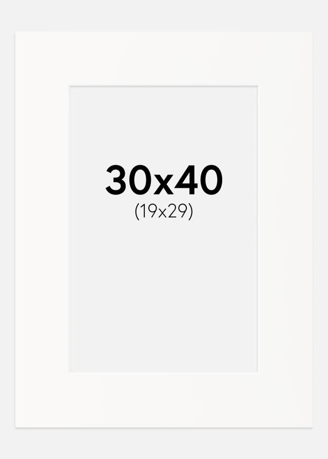 Paspartu Beveik baltas Balta šerdis 30x40 cm (19x29)