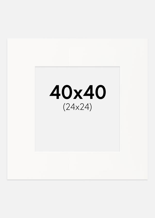 Paspartu Beveik baltas Balta šerdis 40x40 cm (24x24)