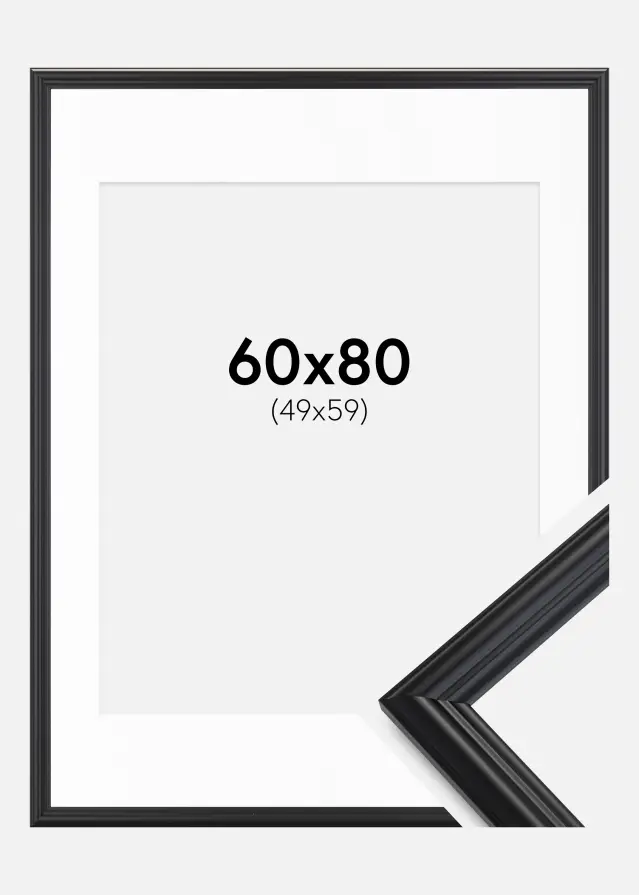 Rėmas Siljan Juodas 60x80 cm - Paspartu Baltas 50x60 cm