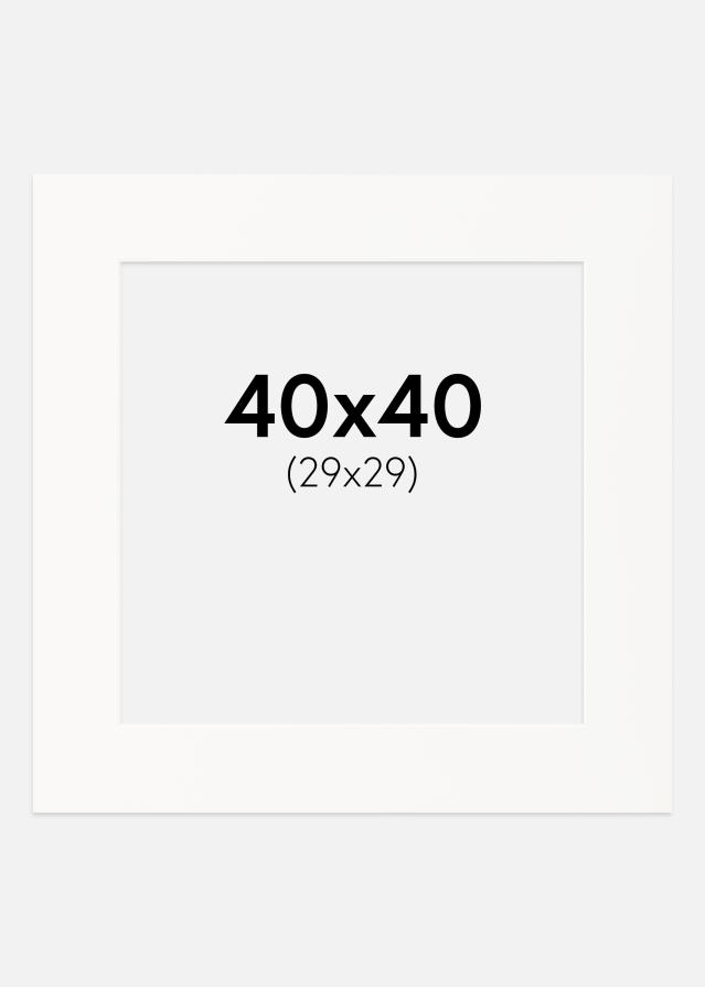 Paspartu Beveik baltas Balta šerdis 40x40 cm (29x29)