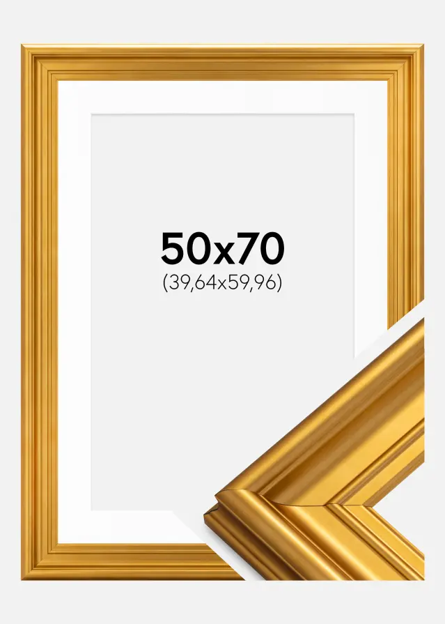 Rėmas Mora Premium Auksas 50x70 cm - Paspartu Baltas 16x24 inches