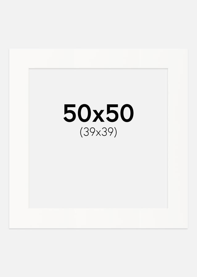 Paspartu Beveik baltas Balta šerdis 50x50 cm (39x39)