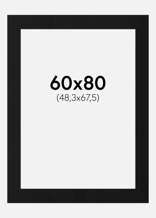 Paspartu Juodas Standartas (Balta Šerdis) 60x80 cm (48,3x67,5)