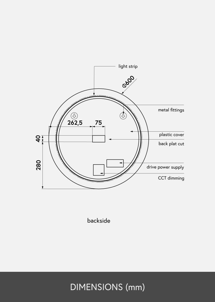 KAILA Veidrodis LED 60 cm Ø