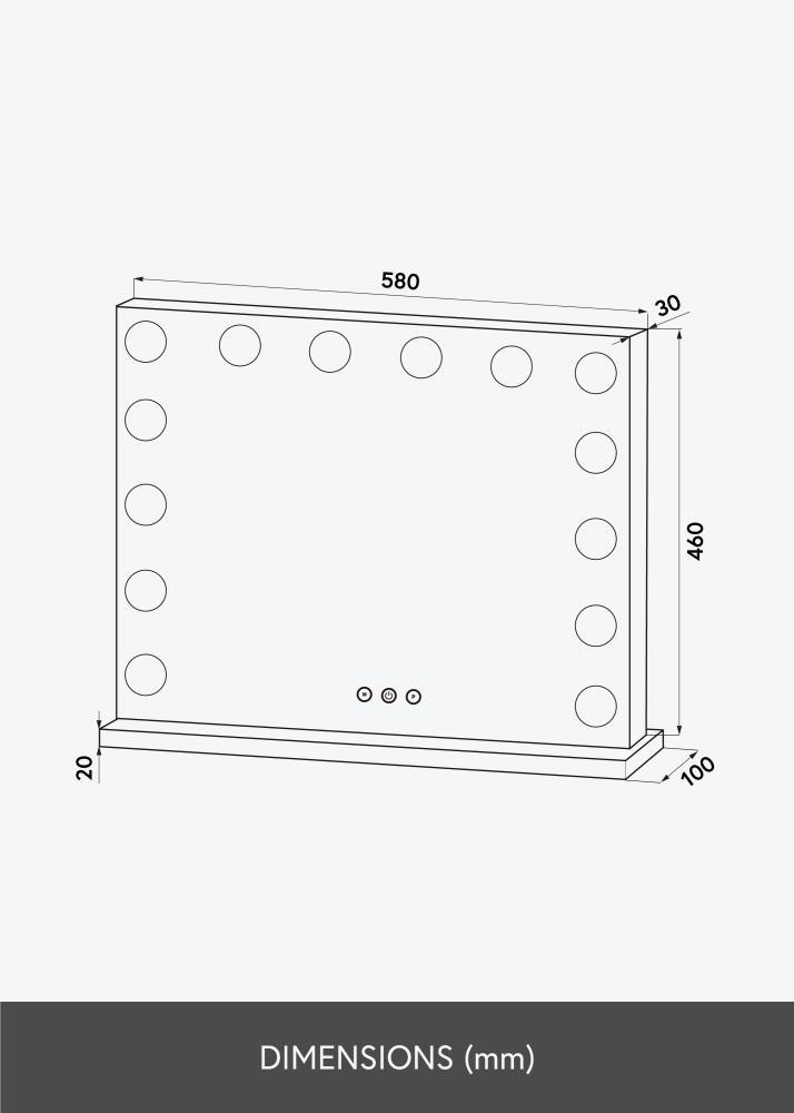KAILA Kosmetinis veidrodis Base LED 14 Juodas 56x46 cm